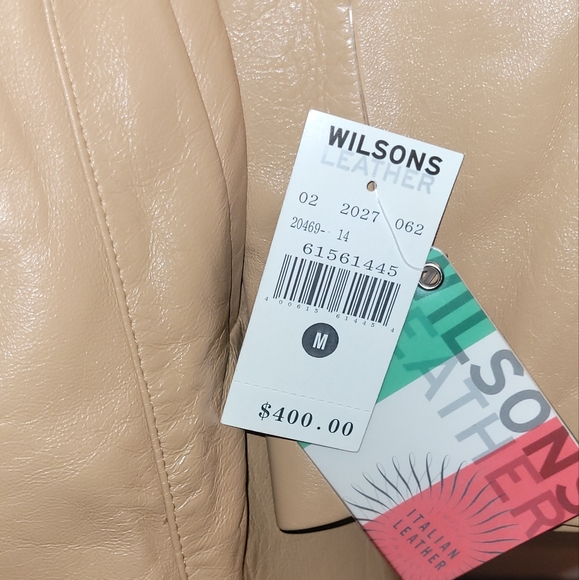 Wilsons Leather Pelle Studio pant suit.  Size medium jacket. Size 10 pant. Camel - Picture 8 of 8